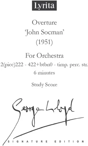 John Socman Opera, Overture - Study Score Direct From Manufacturer