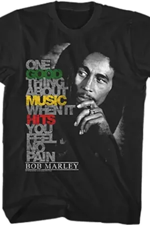 Bob Marley Good Music Hits Tshirt Lg Blk Bm1745l Secure Checkout