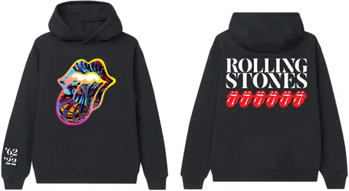 Price Cut Rolling Stones Cyberdellic Tongues Blk Hoodie M