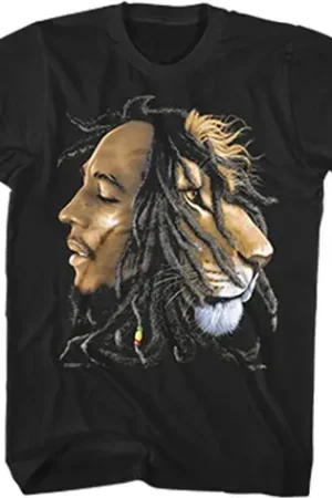 Wholesale Bob Marley Profile With Lion Tshirt Sm Blk Bm1201s